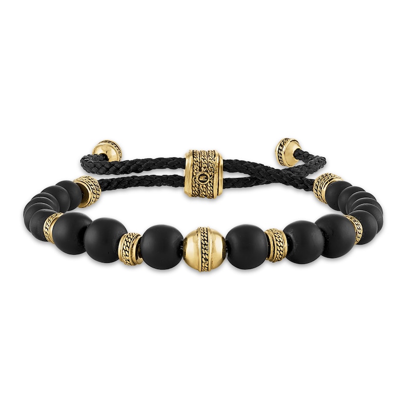 Main Image 1 of 1933 by Esquire Men's Natural Black Onyx Bracelet 18K Yellow Gold-Plated Sterling Silver