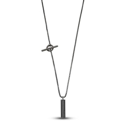 Marco Dal Maso Acies Bar Pendant Necklace Black Enamel Sterling Silver 24.5&quot;