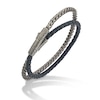 Thumbnail Image 0 of Marco Dal Maso Men's Double Wrap Mixed Chain & Woven Blue Leather Bracelet Sterling Silver 8"