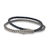 Thumbnail Image 1 of Marco Dal Maso Men's Double Wrap Mixed Chain & Woven Blue Leather Bracelet Sterling Silver 8"