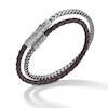 Thumbnail Image 0 of Marco Dal Maso Men's Double Wrap Mixed Chain & Woven Brown Leather Bracelet Sterling Silver 8"