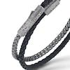 Thumbnail Image 1 of Marco Dal Maso Men's Double Wrap Mixed Chain & Woven Black Leather Bracelet Sterling Silver 8"