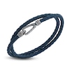 Thumbnail Image 0 of Marco Dal Maso Men's Woven Blue Leather Double Wrap Bracelet Sterling Silver 16"