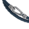 Thumbnail Image 1 of Marco Dal Maso Men's Woven Blue Leather Double Wrap Bracelet Sterling Silver 16"