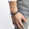 Thumbnail Image 2 of Marco Dal Maso Men's Smooth Blue Leather Double Wrap Bracelet Sterling Silver 16"