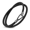 Thumbnail Image 0 of Marco Dal Maso Men's Smooth Black Leather Double Wrap Bracelet Sterling Silver 16"