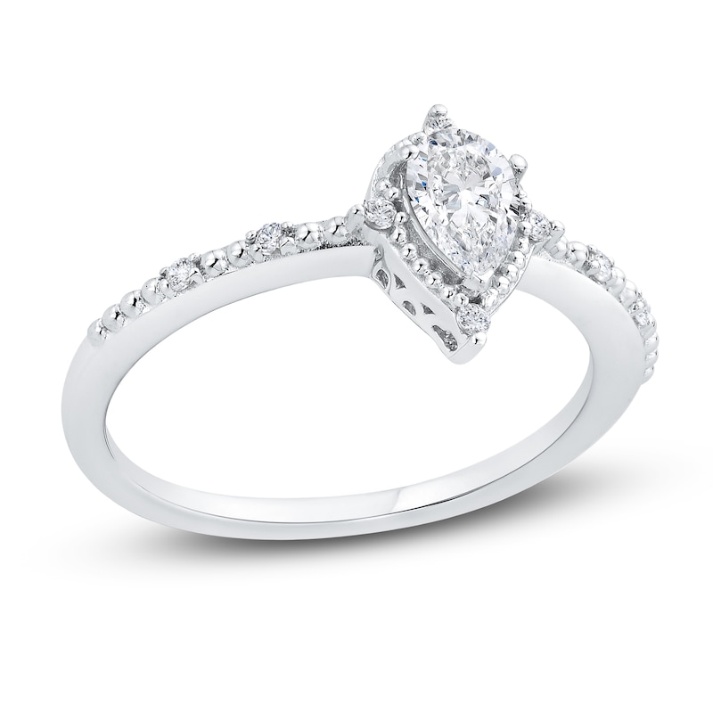 Diamond Engagement Ring 1/2 ct tw Pear-shaped/Round 14K White Gold
