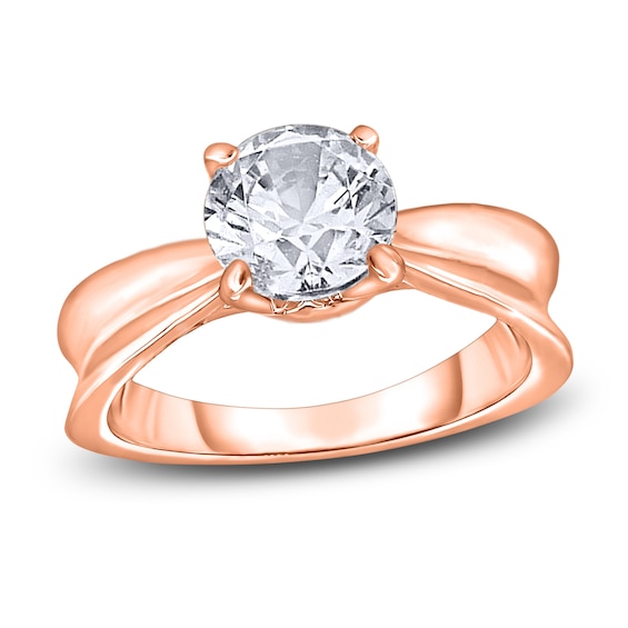 Diamond Solitaire Concave Engagement Ring 2 ct tw Round 14K Rose Gold (I2/I)