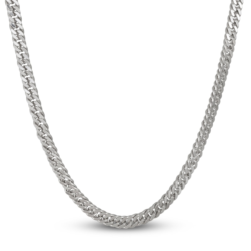 Main Image 1 of Men's Solid Curb Link Necklace Sterling Silver 6.9mm 22"