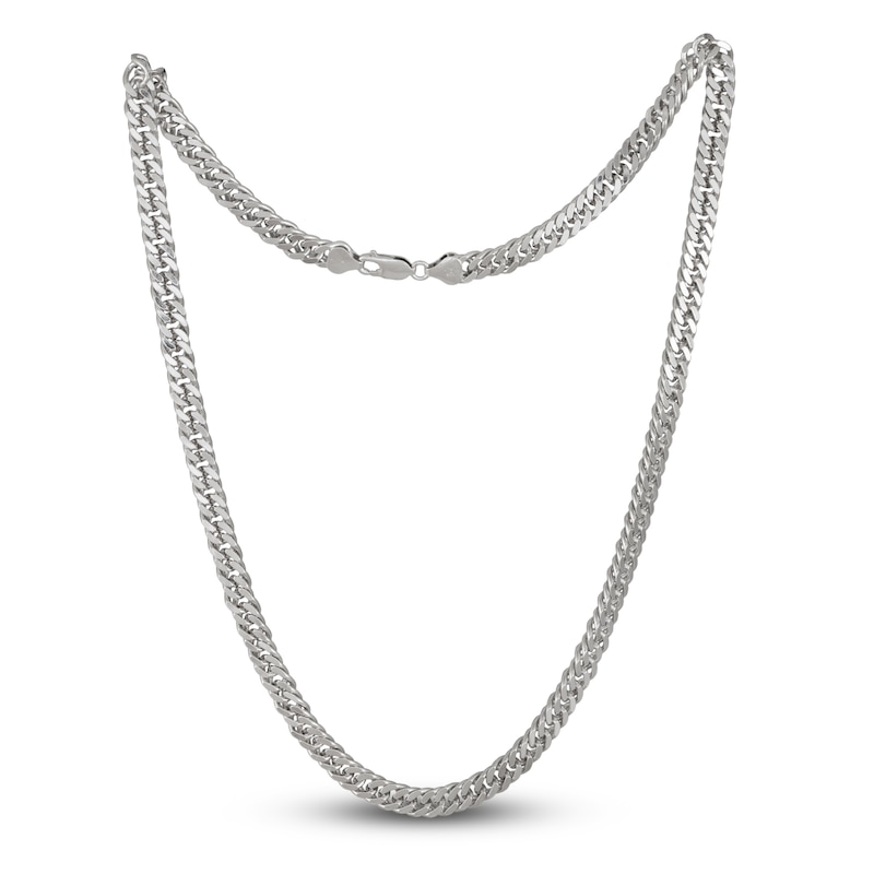 Main Image 2 of Men's Solid Curb Link Necklace Sterling Silver 6.9mm 22"