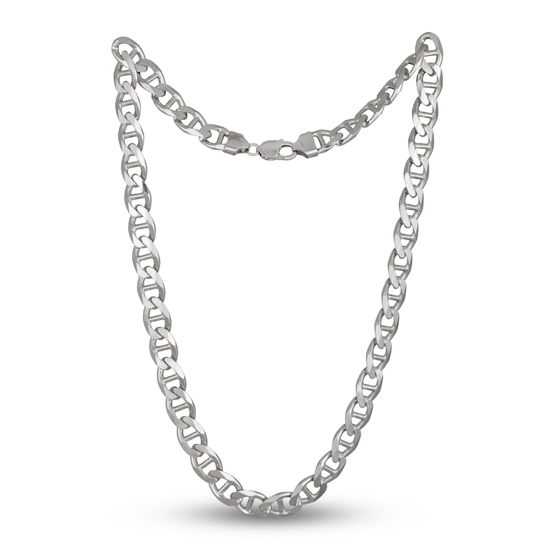 Main Image 2 of Men's Solid Mariner Chain Necklace Sterling Silver 10.9mm 24"