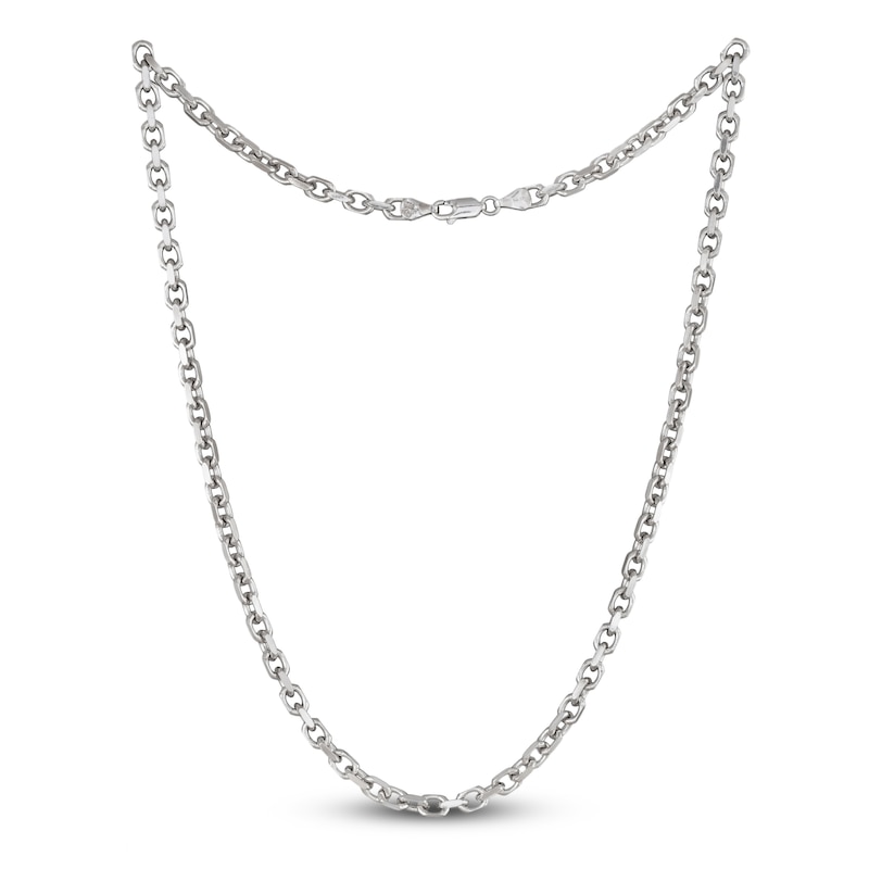 Main Image 2 of Men's Diamond-Cut Solid Cable Chain Necklace Sterling Silver 5.0mm 20"