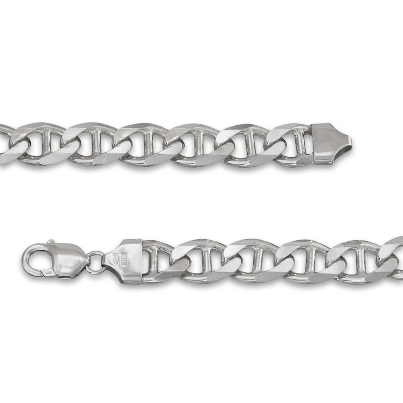 Main Image 2 of Men's Solid Mariner Chain Bracelet Sterling Silver 11mm 8.5"