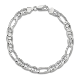Men's Solid Figaro Chain Bracelet Sterling Silver 8.9mm 8.5&quot;