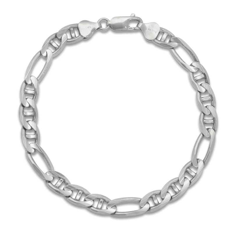 Men's Solid Figaro Chain Bracelet Sterling Silver 8.9mm 8.5" with 360
