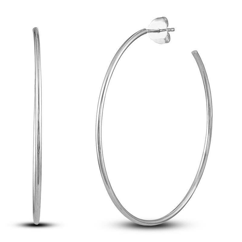 Main Image 1 of Round Wire Hoop Earrings 14K White Gold 40mm