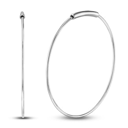 Round Endless Hoop Earrings 14K White Gold 25mm