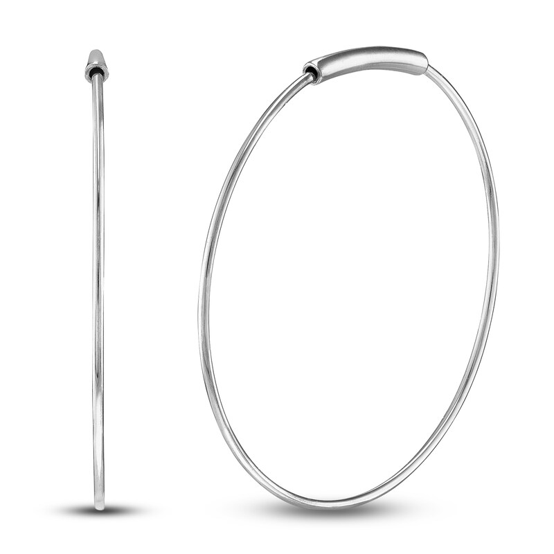 Round Endless Hoop Earrings 14K White Gold 25mm