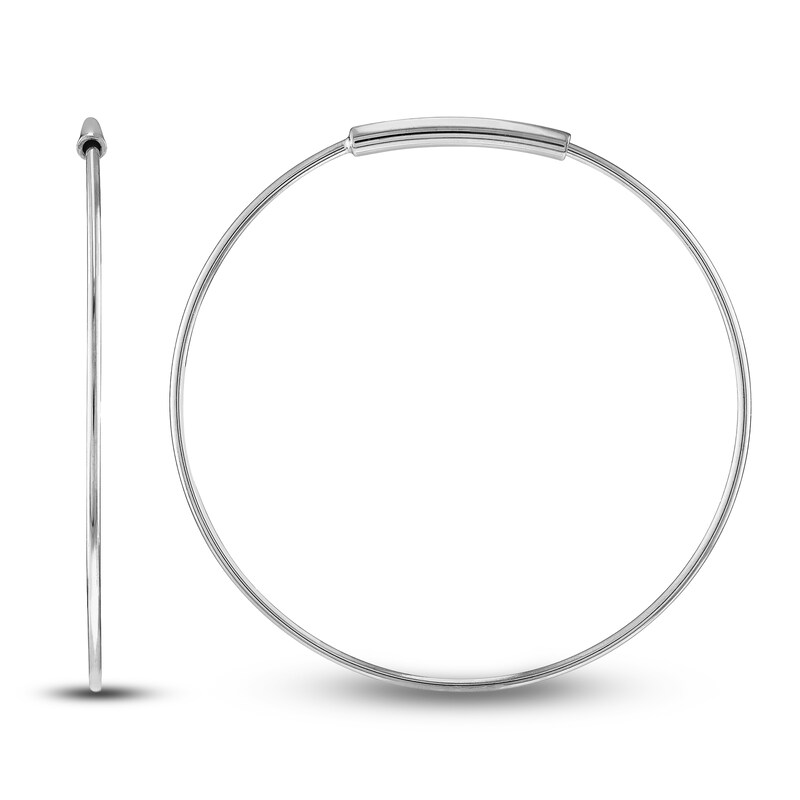 Round Endless Hoop Earrings 14K White Gold 25mm