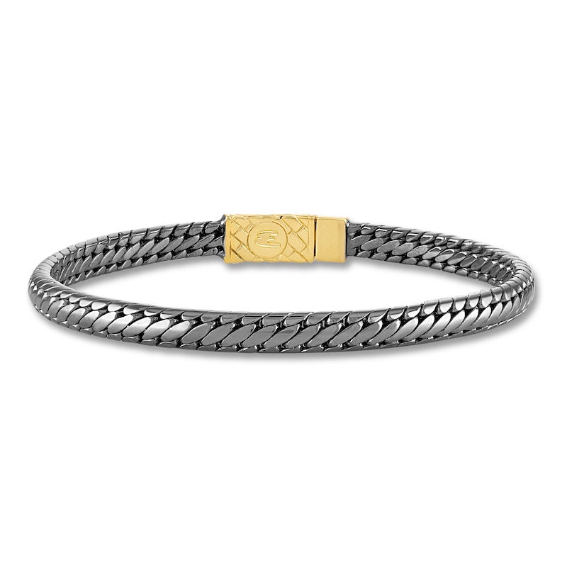 Main Image 1 of 1933 by Esquire Men's Woven Bracelet Black Ruthenium-Plated & 14K Yellow Gold-Plated Sterling Silver 8.5"