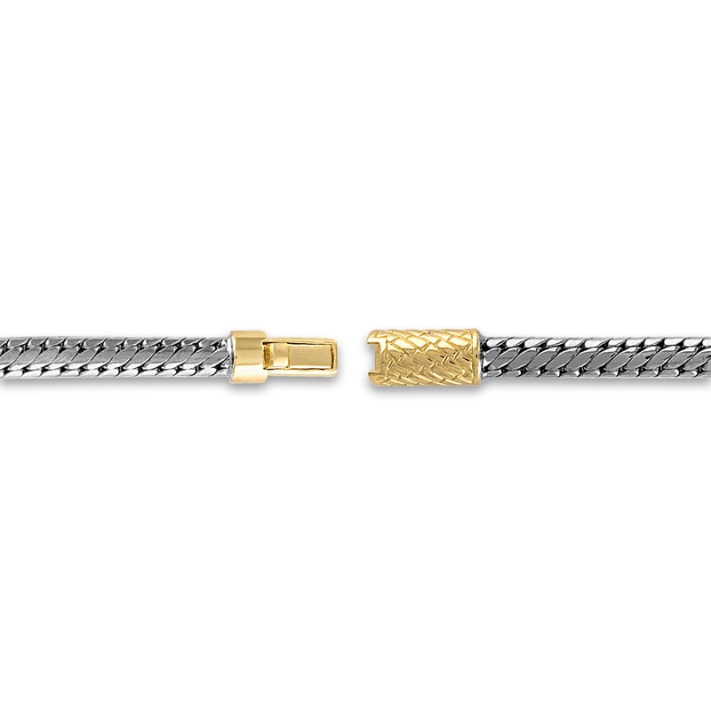 Main Image 3 of 1933 by Esquire Men's Woven Bracelet Black Ruthenium-Plated & 14K Yellow Gold-Plated Sterling Silver 8.5"