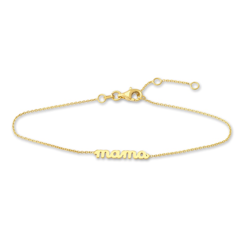 Main Image 1 of "MAMA" Bracelet 14K Yellow Gold 6.6" Adj.