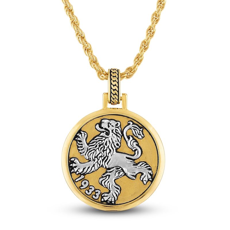 Main Image 1 of 1933 by Esquire Men's Solid Lion Pendant Necklace 18K Yellow Gold-Plated Sterling Silver 22"
