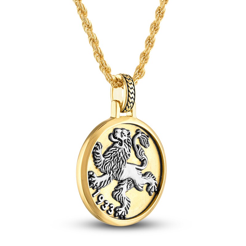 Main Image 2 of 1933 by Esquire Men's Solid Lion Pendant Necklace 18K Yellow Gold-Plated Sterling Silver 22"