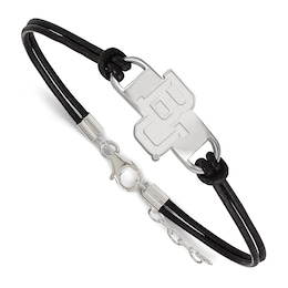 Baylor University Leather Bracelet Sterling Silver 7"