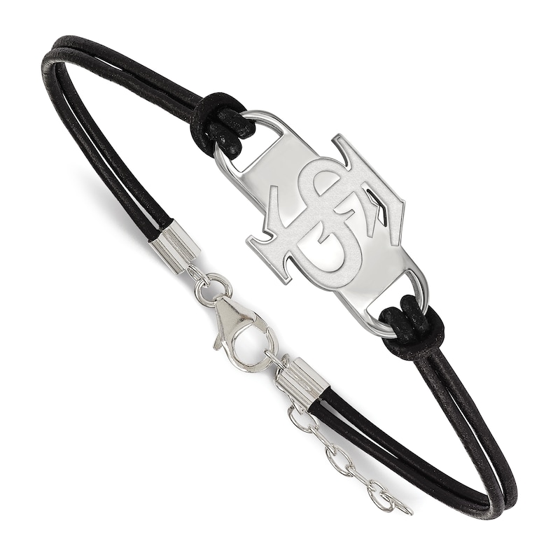 Main Image 1 of Florida State University Leather Bracelet Sterling Silver 7"
