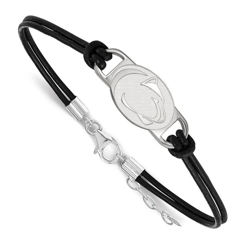 Main Image 1 of Penn State University Leather Bracelet Sterling Silver 7"