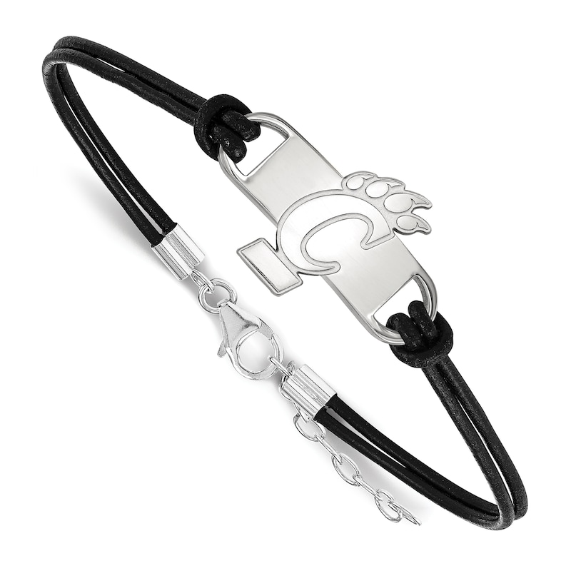 Main Image 1 of University of Cincinnati Leather Bracelet Sterling Silver 7"