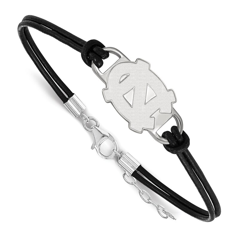 University of North Carolina Leather Bracelet Sterling Silver 7"