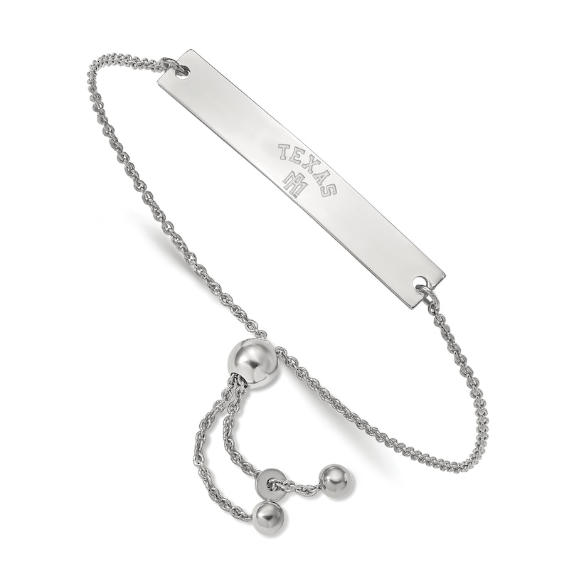 Main Image 1 of Texas A&M University Bar Bolo Bracelet Sterling Silver 9"