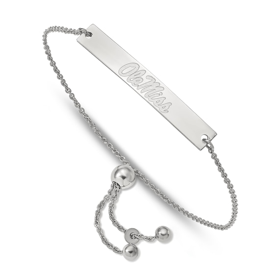 University of Mississippi Bar Bolo Bracelet Sterling Silver 9"