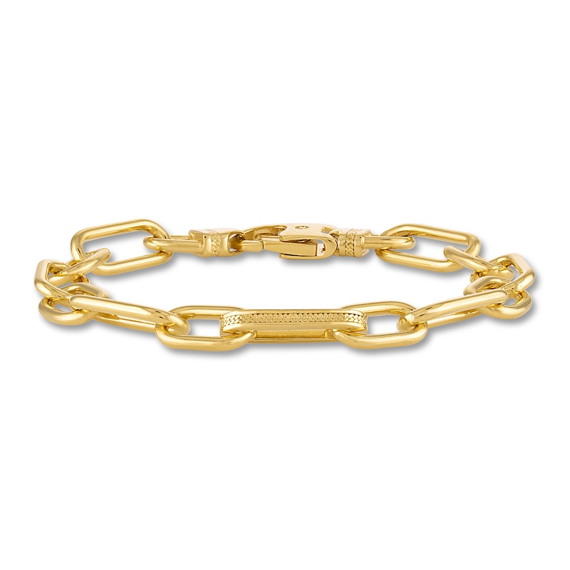 Men's Paperclip Bracelet Sterling Silver/14K Yellow Gold-Plated 8.47"