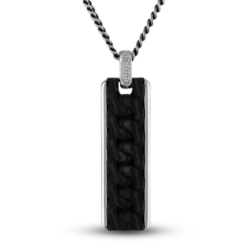 Main Image 1 of 1933 by Esquire Men's Carbon Fiber Pendant Necklace Sterling Silver 22"