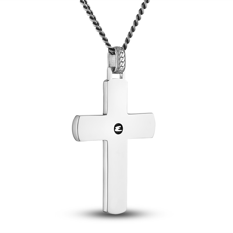 Main Image 3 of 1933 by Esquire Men's Carbon Fiber Cross Pendant Necklace Sterling Silver 22"