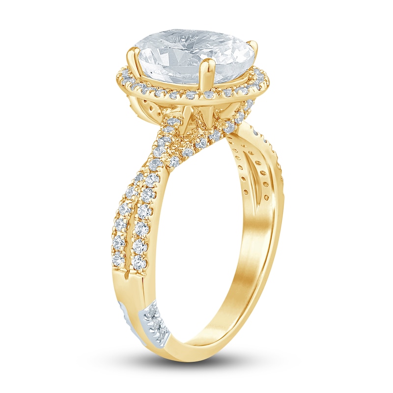 Main Image 2 of Pnina Tornai Lab-Grown Diamond Engagement Ring 3 ct tw Oval/Round 14K Yellow Gold