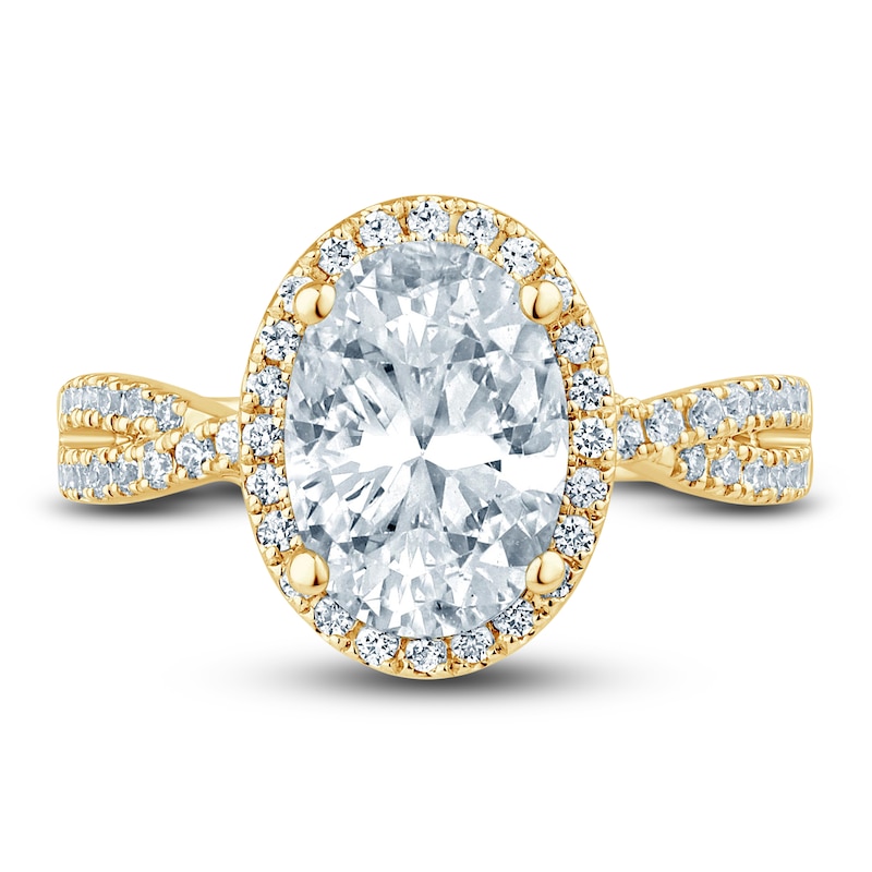 Pnina Tornai Lab-Created Diamond Engagement Ring 3 ct tw Oval/Round 14K Yellow Gold