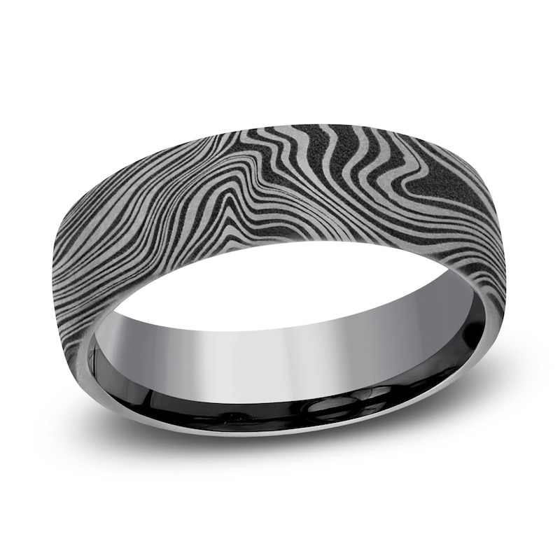 Main Image 1 of Men's Damascus Marble Wedding Band Tantalum