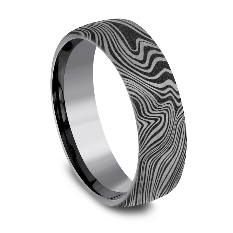 Main Image 2 of Men's Damascus Marble Wedding Band Tantalum