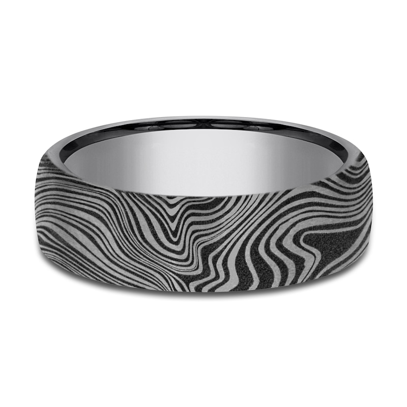 Main Image 3 of Men's Damascus Marble Wedding Band Tantalum