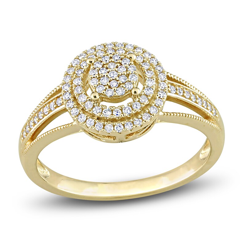 Diamond Halo Ring 1/4 ct tw Round 10K Yellow Gold