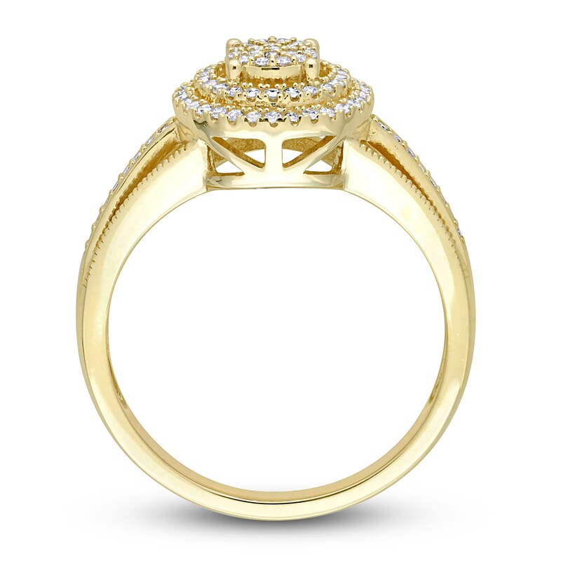 Diamond Halo Ring 1/4 ct tw Round 10K Yellow Gold