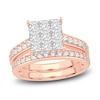 Diamond Engagement Ring 2 ct tw Round/Princess 14K Rose Gold