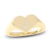 Thumbnail Image 1 of Juliette Maison Diamond Initial Heart Signet Ring 1/15 ct tw Round 10K Yellow Gold