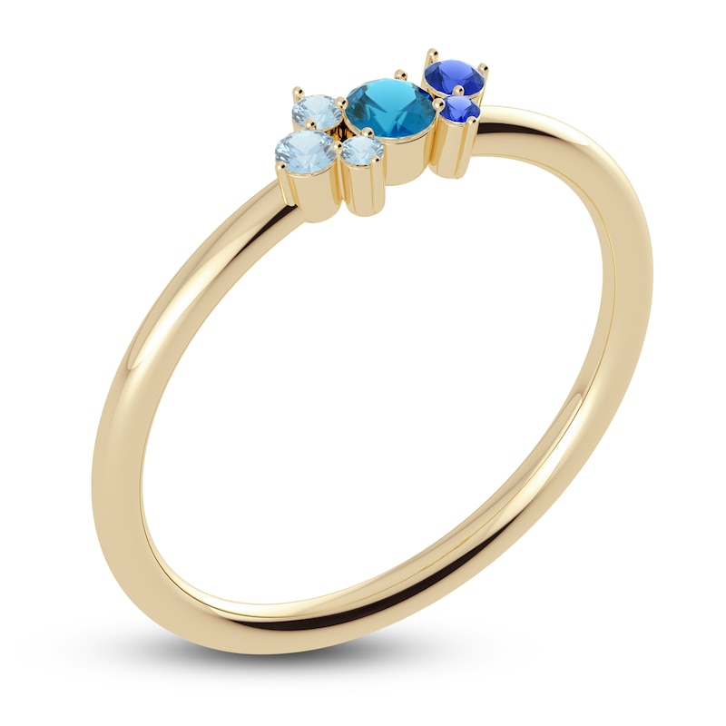 Main Image 2 of Juliette Maison Natural Aquamarine, Blue Zircon. Blue Sapphire Constellation Ring 10K Yellow Gold