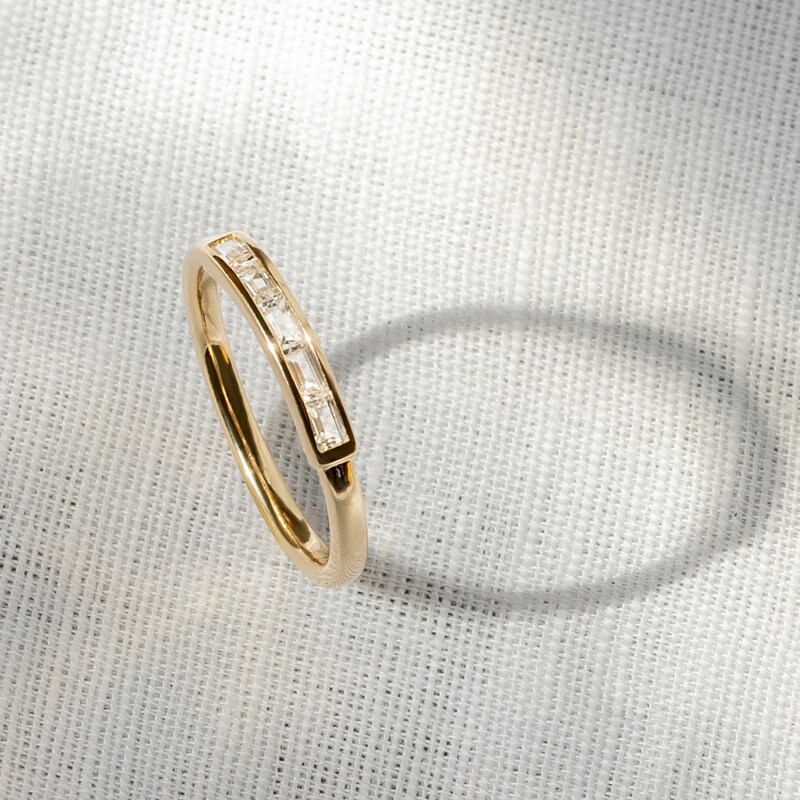 Main Image 4 of Juliette Maison Natural Blue Zircon Baguette Bar Ring 10K White Gold