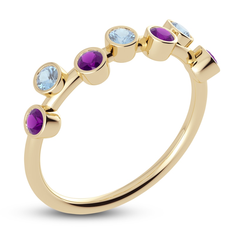 Main Image 2 of Juliette Maison Natural Amethyst & Natural Aquamarine Ring 10K Yellow Gold